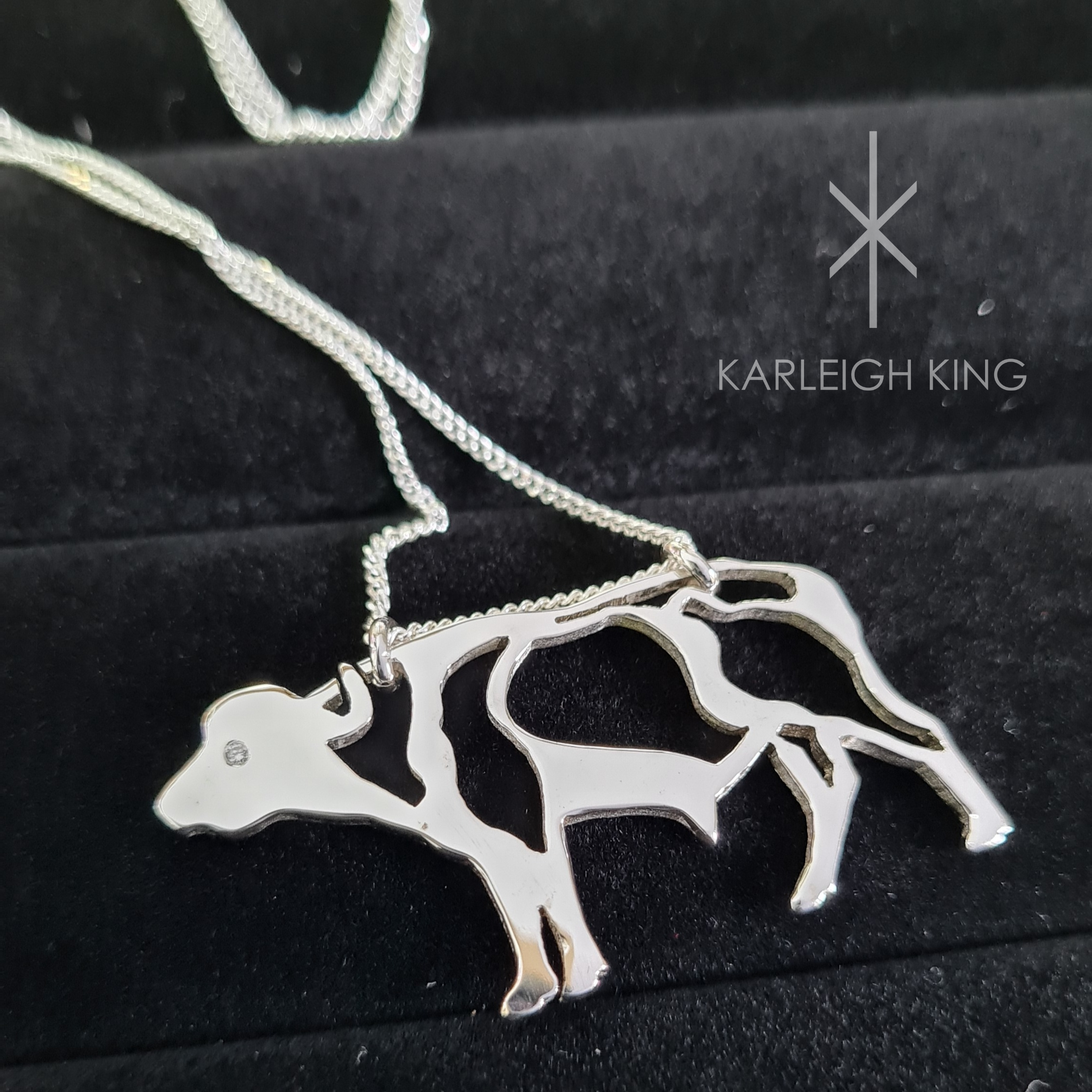 Sterling Silver African Buffalo Necklace with Diamond Eye