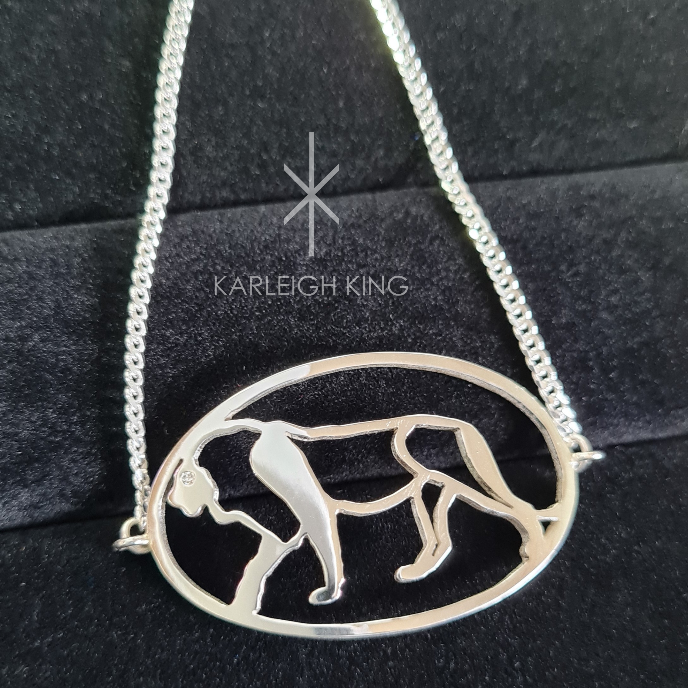 Sterling Silver Lion Bracelet with Diamond Eye