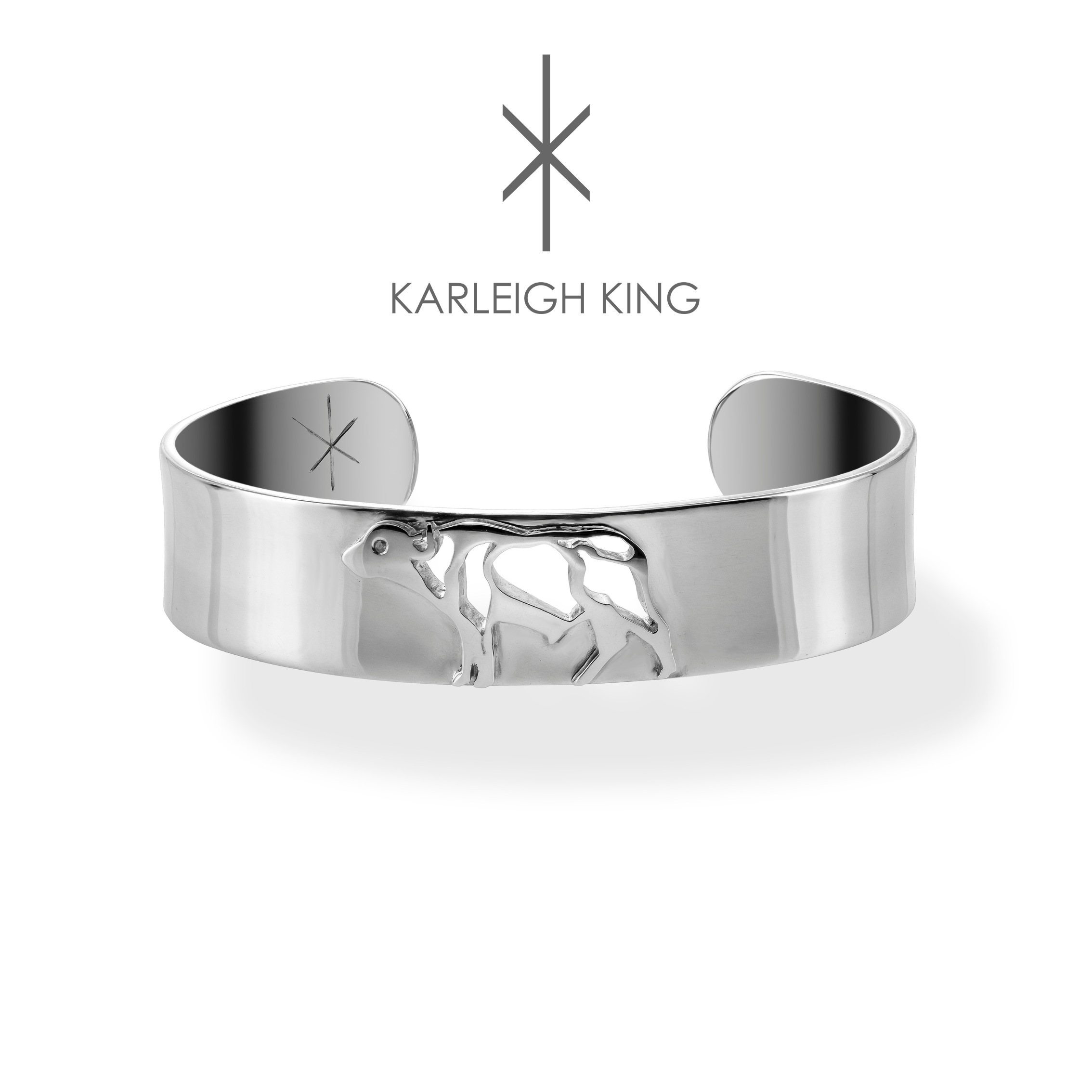 Sterling Silver African Buffalo Cuff Bangle with Diamond Eye