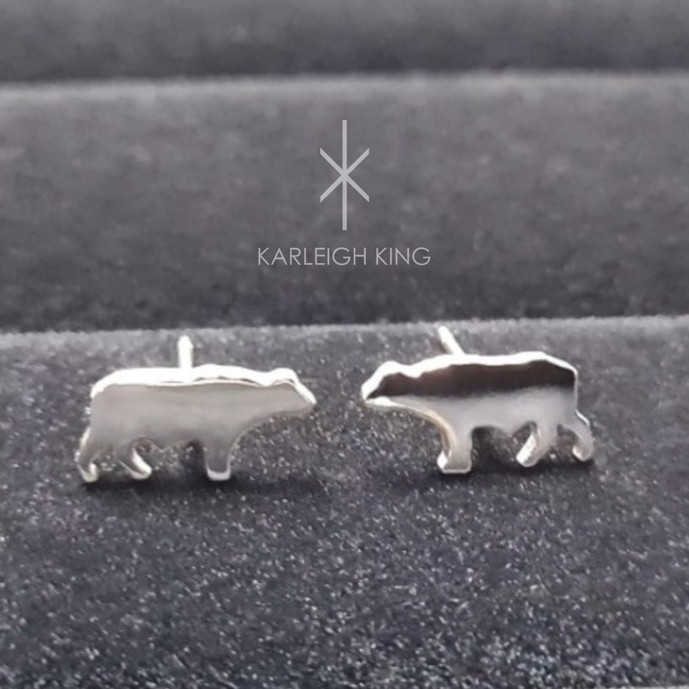 Sterling Silver African Buffalo Stud Earrings