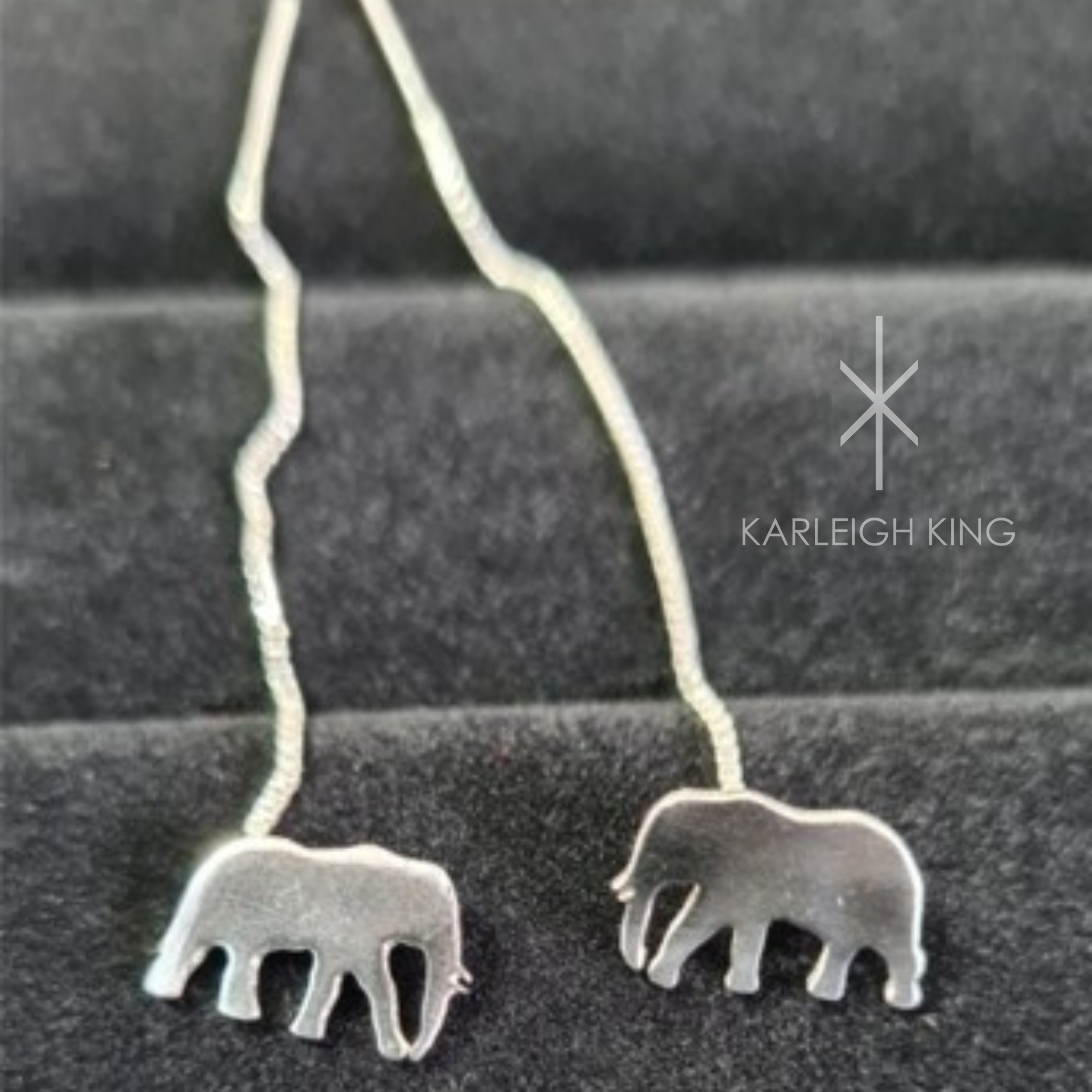 Sterling Silver African Elephant Stud Chain Drop Earrings
